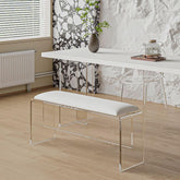 Clear acrylic accent bench in living room